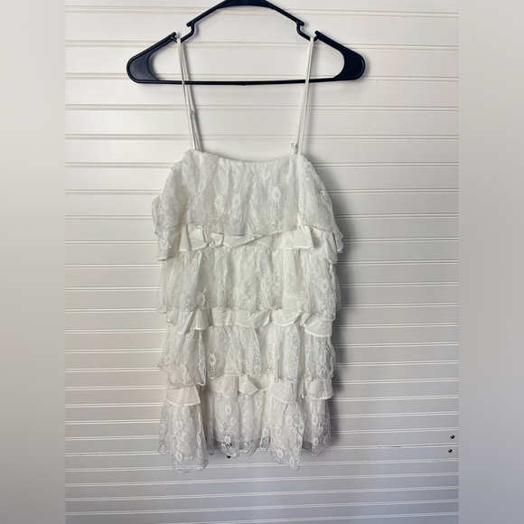 Lulus Layer On the Love White Tiered Lace Sleeveless Mini Dress - Picture 9 of 11